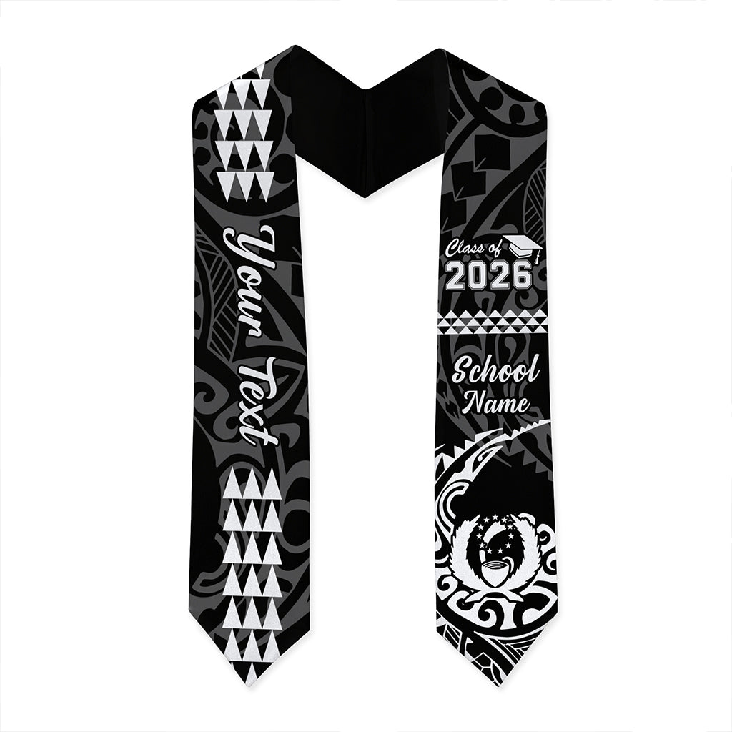 Pohnpei State Graduation Stole Custom Class 2026 Tribal Kakau Style