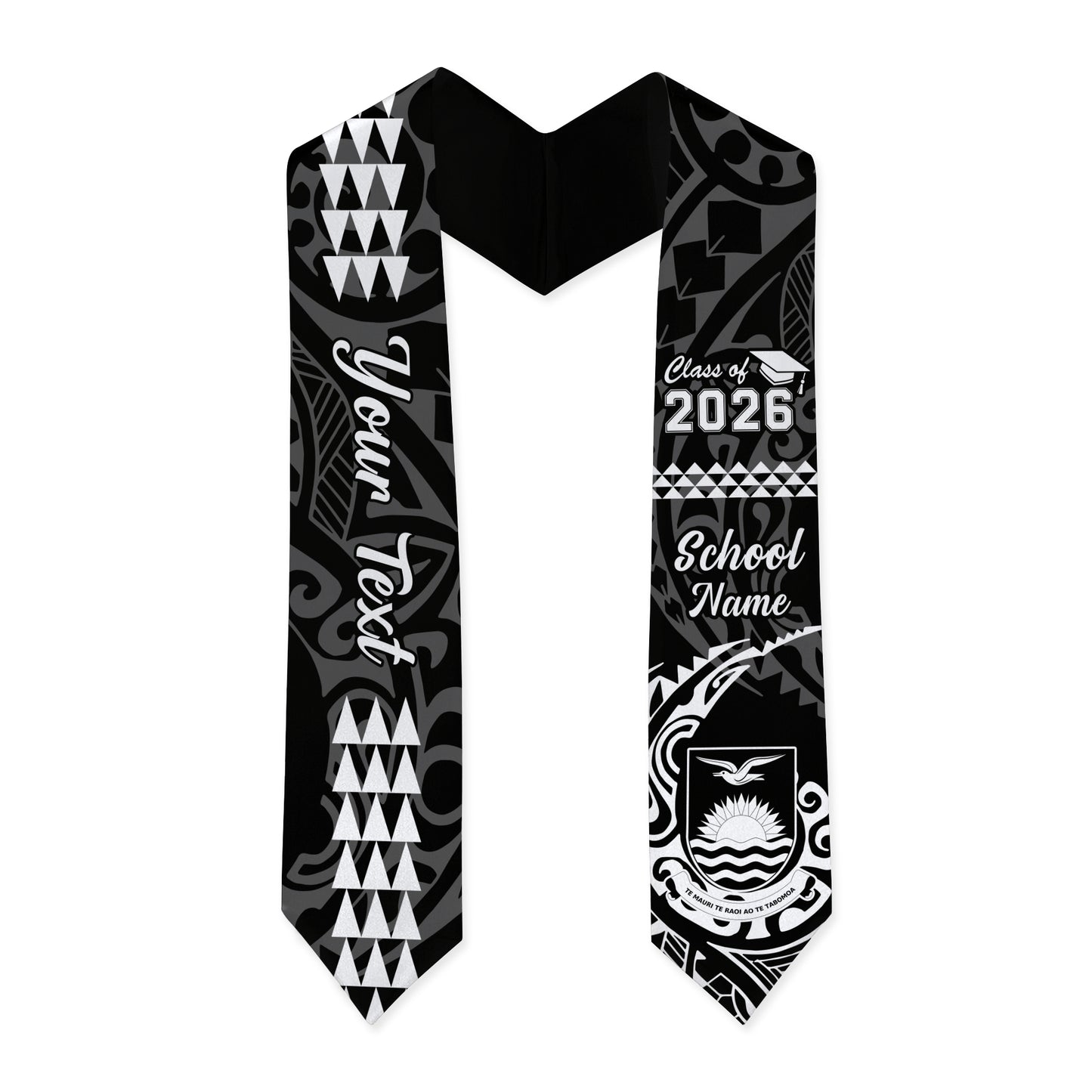 Kiribati Graduation Stole Custom Class 2026 Tribal Kakau Style