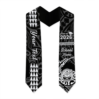 Marshall Islands Graduation Stole Custom Class 2026 Tribal Kakau Style