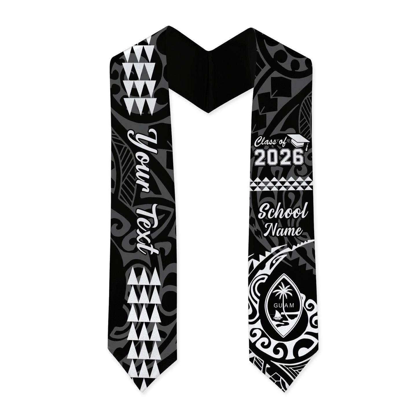 Guam Graduation Stole Custom Class 2026 Coat Of Arms Kakau Style