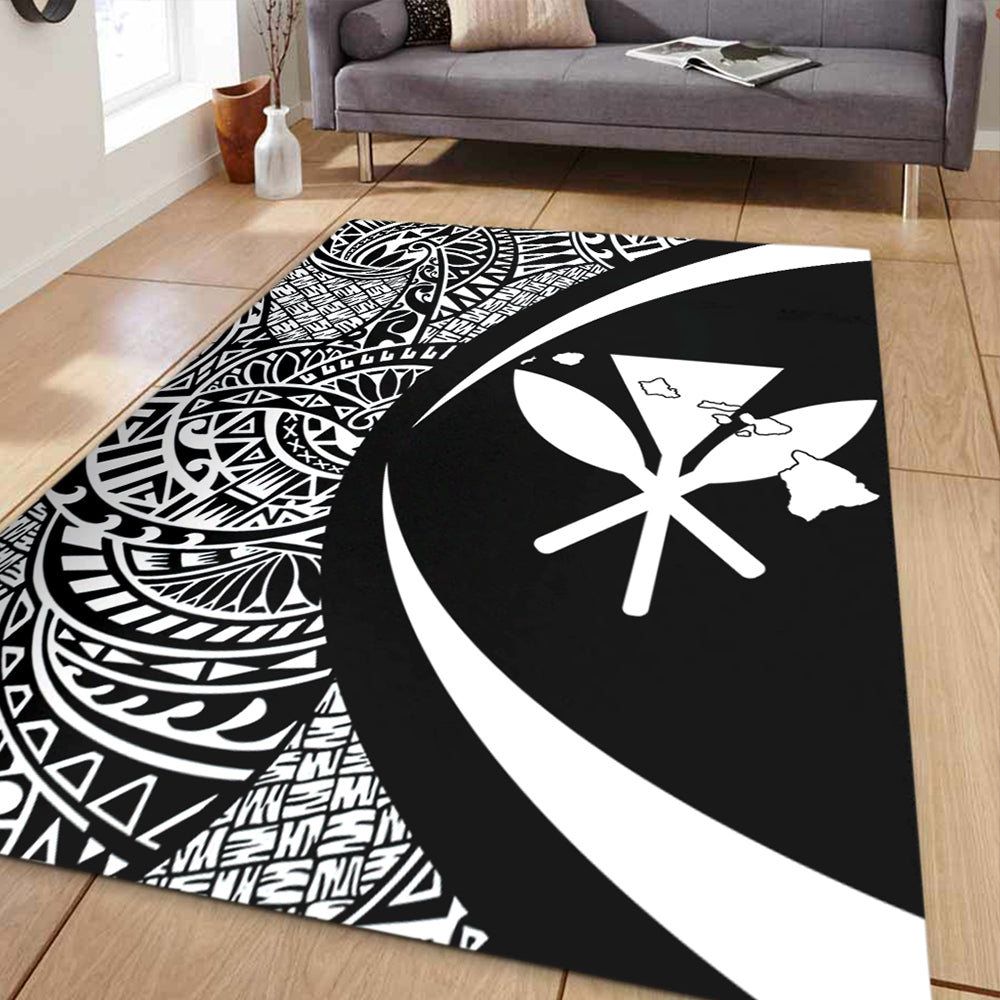 Hawaii Area Rug Kanaka Maoli Hawaiian Map Lauhala White Circle