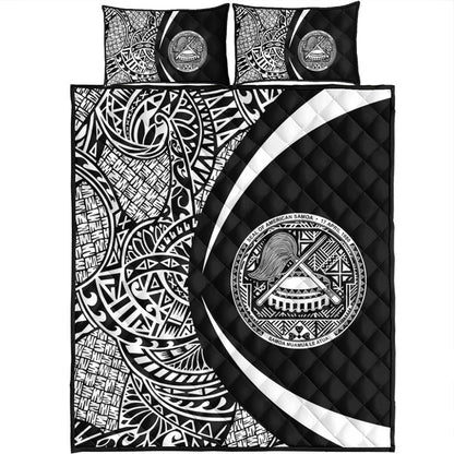 American Samoa Quilt Bed Set Lauhala White Circle Style