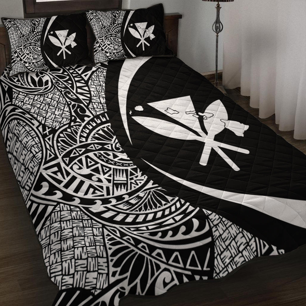 Hawaii Quilt Bed Set Kanaka Maoli Hawaiian Map Lauhala White Circle