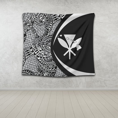 Hawaii Tapestry Kanaka Maoli Hawaiian Map Lauhala White Circle