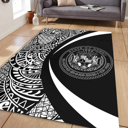 Hawaii Area Rug Coat Of Arm Lauhala White Circle