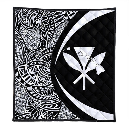 Hawaii Premium Quilt Kanaka Maoli Hawaiian Map Lauhala White Circle