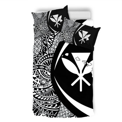Hawaii Bedding Set Kanaka Maoli Hawaiian Map Lauhala White Circle