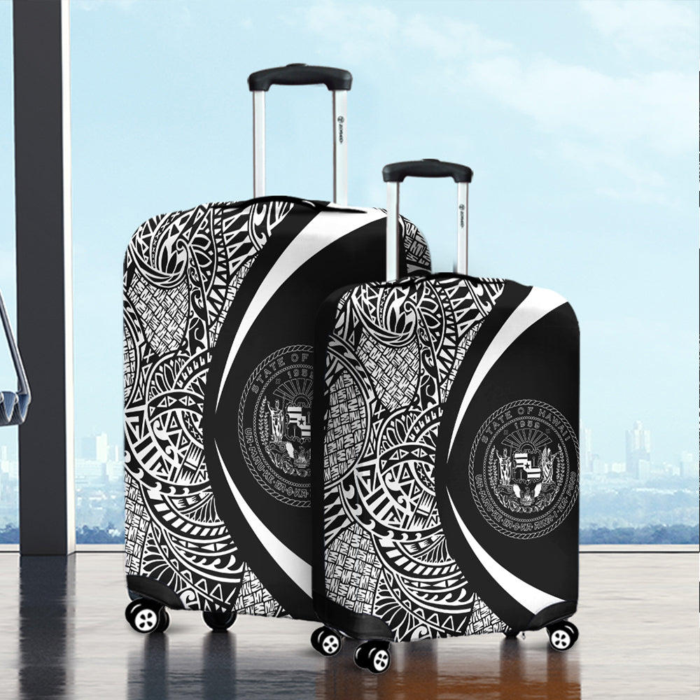 Hawaii Luggage Cover Coat Of Arm Lauhala White Circle