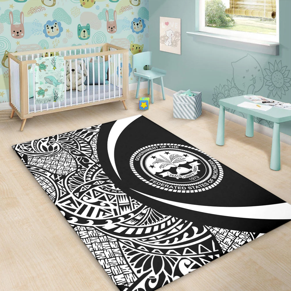 Federated States Of Micronesia Area Rug Lauhala White Circle Style