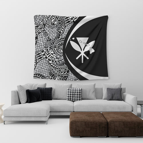 Hawaii Tapestry Kanaka Maoli Hawaiian Map Lauhala White Circle