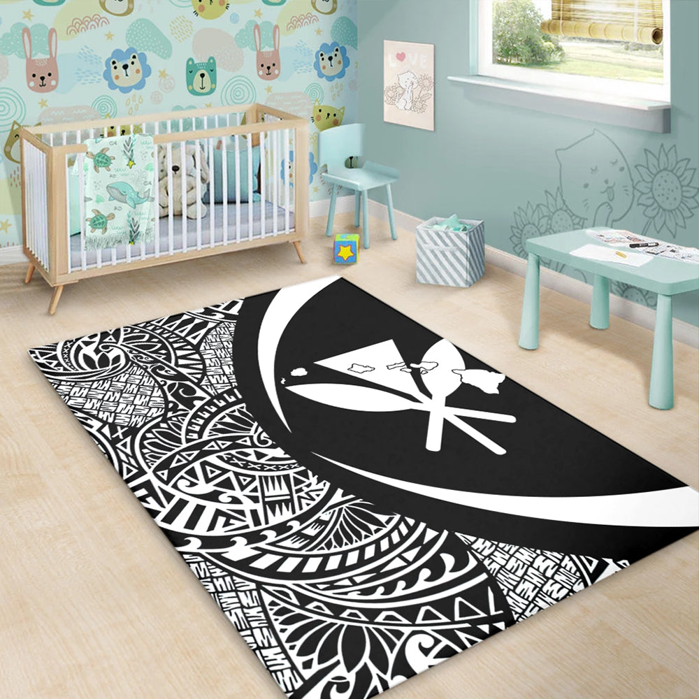 Hawaii Area Rug Kanaka Maoli Hawaiian Map Lauhala White Circle