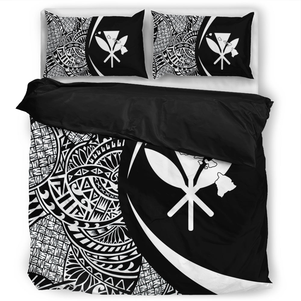 Hawaii Bedding Set Kanaka Maoli Hawaiian Map Lauhala White Circle