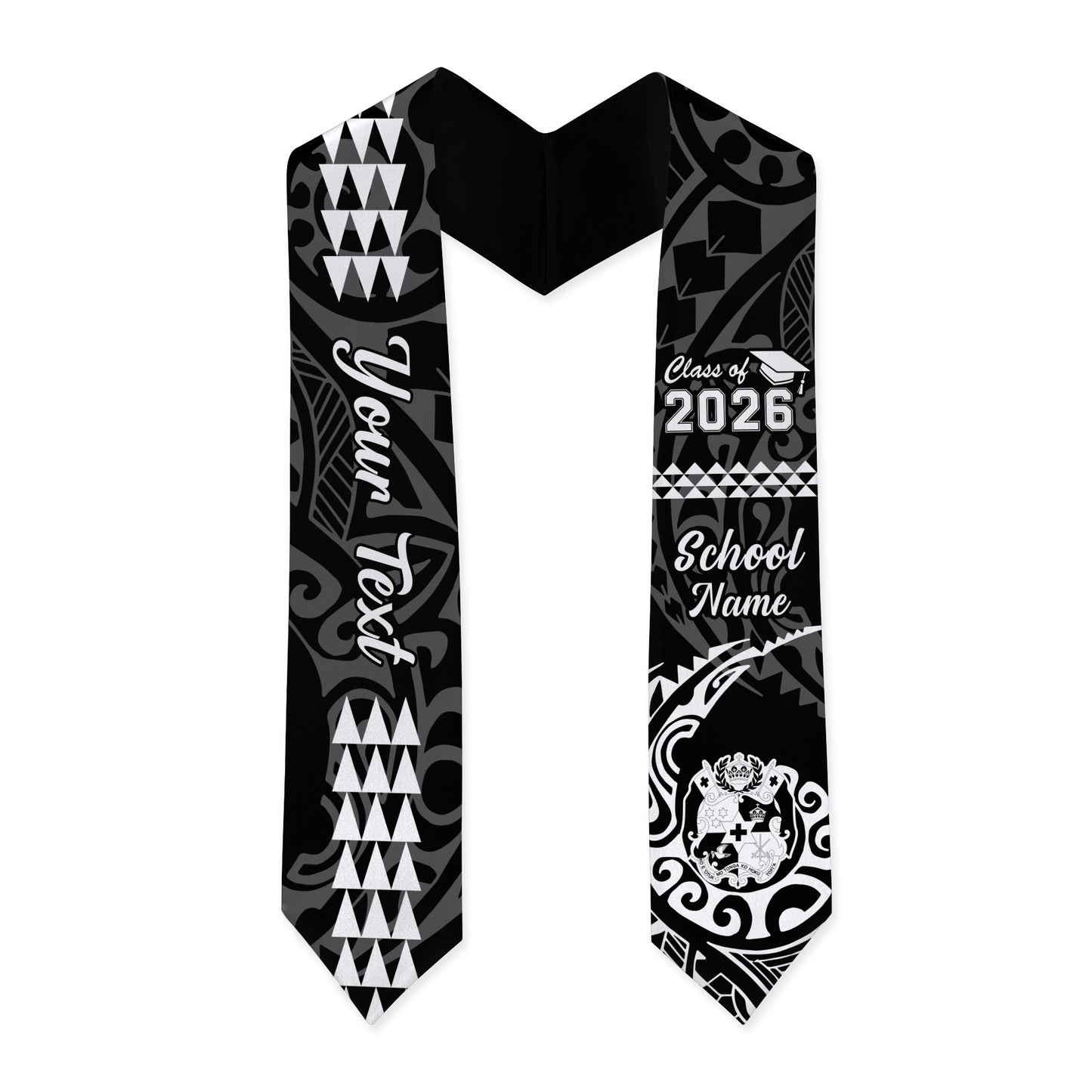 Tonga Graduation Stole Custom Class 2026 Coat Of Arms Kakau Style