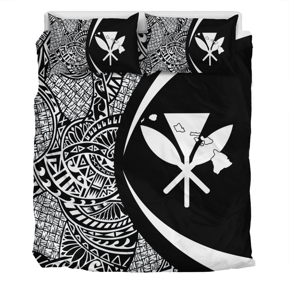Hawaii Bedding Set Kanaka Maoli Hawaiian Map Lauhala White Circle