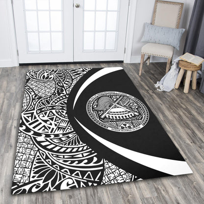American Samoa Area Rug Lauhala White Circle Style