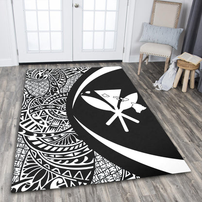 Hawaii Area Rug Kanaka Maoli Hawaiian Map Lauhala White Circle