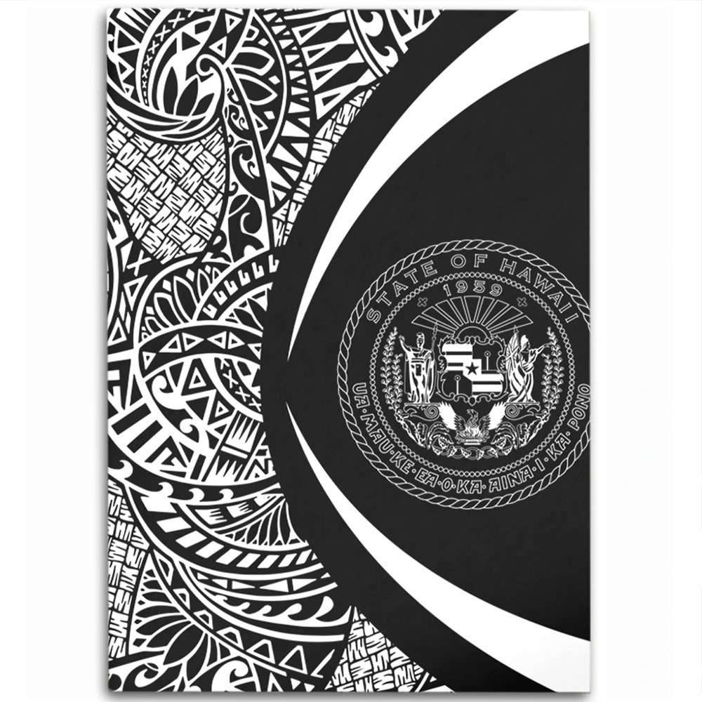 Hawaii Area Rug Coat Of Arm Lauhala White Circle