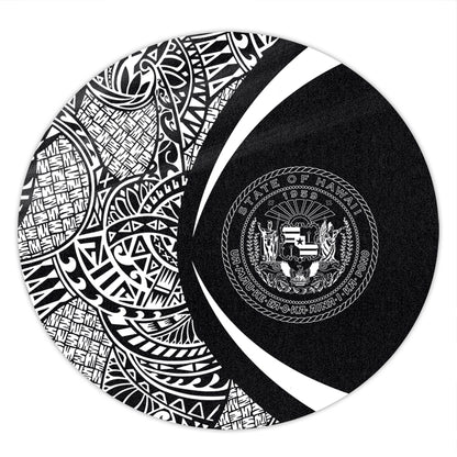 Hawaii Round Rug Coat Of Arm Lauhala White Circle