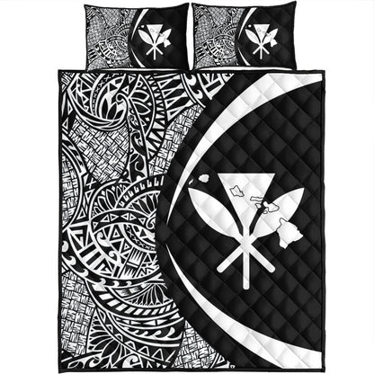Hawaii Quilt Bed Set Kanaka Maoli Hawaiian Map Lauhala White Circle