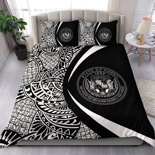Hawaii Bedding Set Coat Of Arm Lauhala White Circle