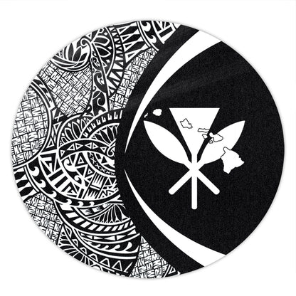 Hawaii Round Rug Kanaka Maoli Hawaiian Map Lauhala White Circle