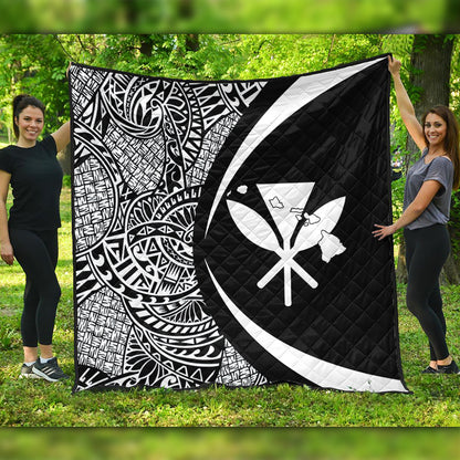 Hawaii Premium Quilt Kanaka Maoli Hawaiian Map Lauhala White Circle