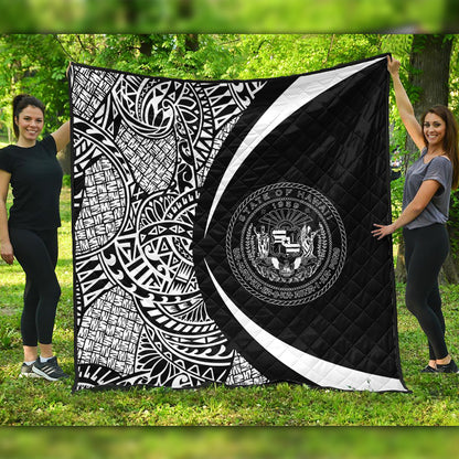 Hawaii Premium Quilt Coat Of Arm Lauhala White Circle