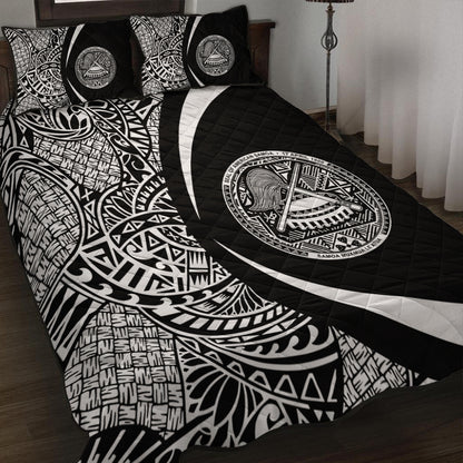 American Samoa Quilt Bed Set Lauhala White Circle Style