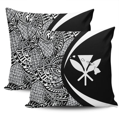 Hawaii Pillow Cover Kanaka Maoli Hawaiian Map Lauhala White Circle
