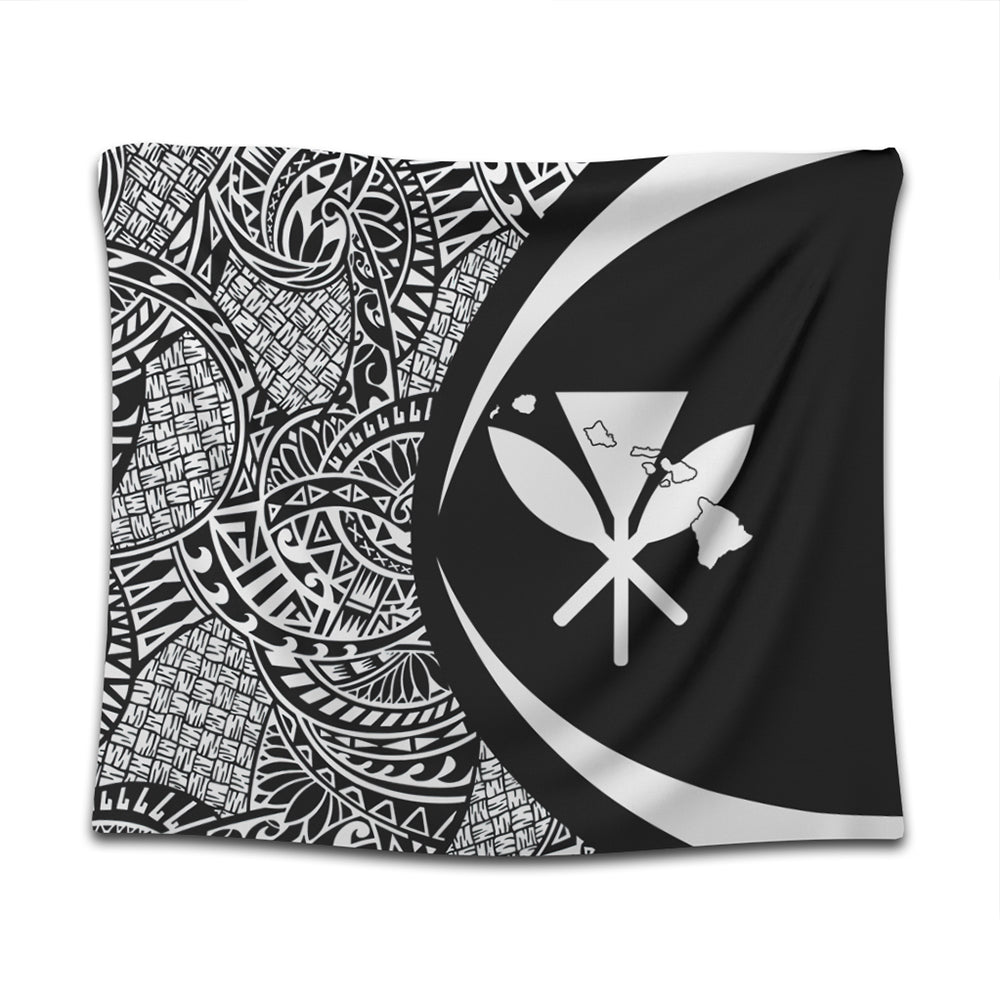 Hawaii Tapestry Kanaka Maoli Hawaiian Map Lauhala White Circle