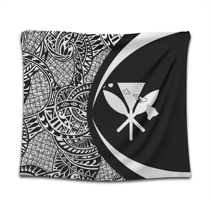 Hawaii Tapestry Kanaka Maoli Hawaiian Map Lauhala White Circle