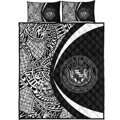 Hawaii Quilt Bed Set Coat Of Arm Lauhala White Circle