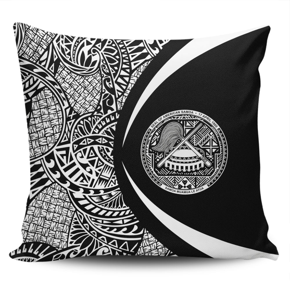 American Samoa Pillow Cover Lauhala White Circle Style