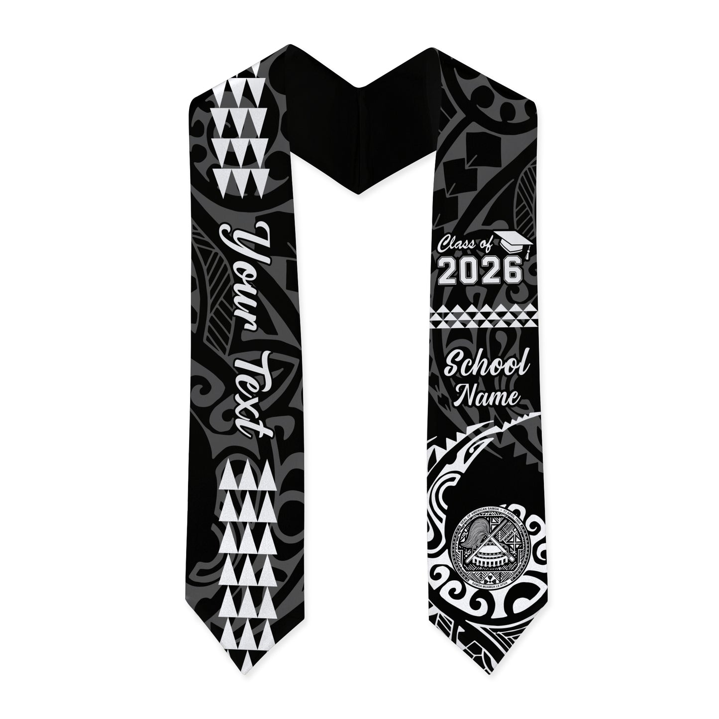 American Samoa Graduation Stole Custom Class 2026 Coat Of Arms Kakau Style