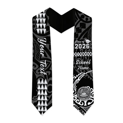 American Samoa Graduation Stole Custom Class 2026 Coat Of Arms Kakau Style