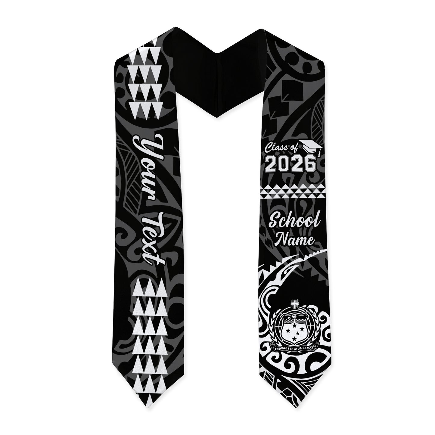 Samoa Graduation Stole Custom Class 2026 Coat Of Arms Kakau Style