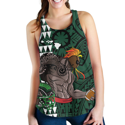 Hawaii Women Tank Map Kanaka Football Style