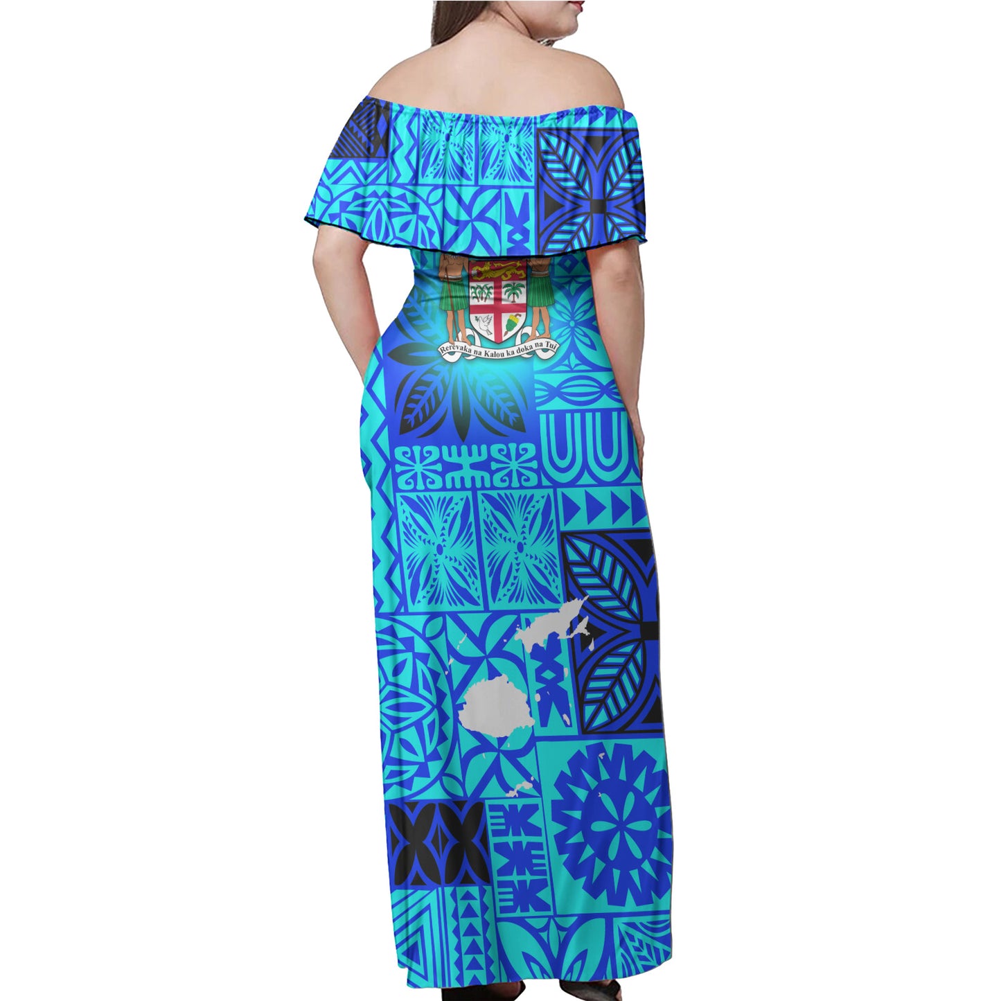 Fiji Polynesian Woman Off Shoulder Long Dress - Independence Fiji Polynesian