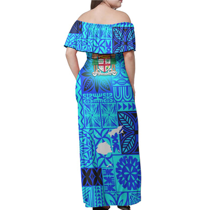 Fiji Polynesian Woman Off Shoulder Long Dress - Independence Fiji Polynesian