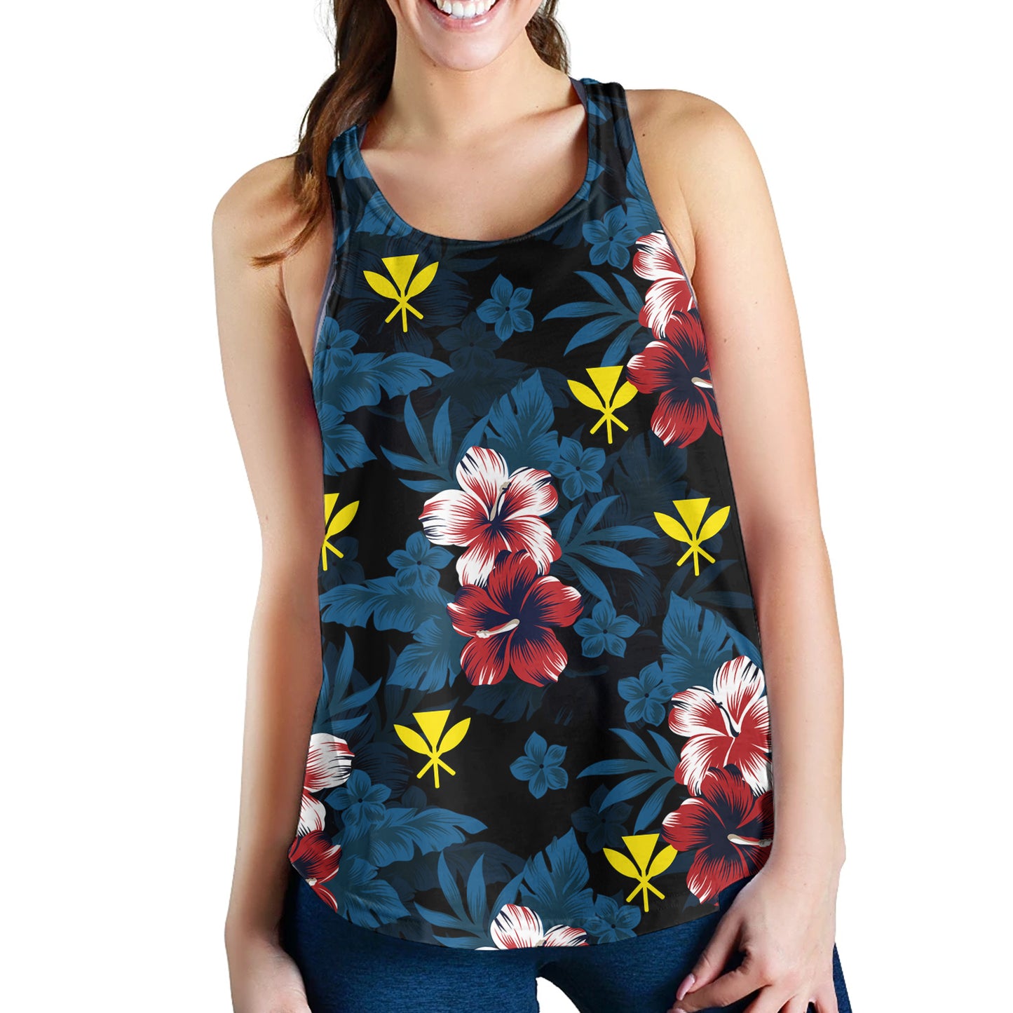 Hawaii Women Tank Kanaka Islands Pattern Floral
