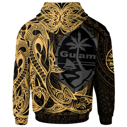 Guam Hoodie - Guam Seal With Shark Gold Color