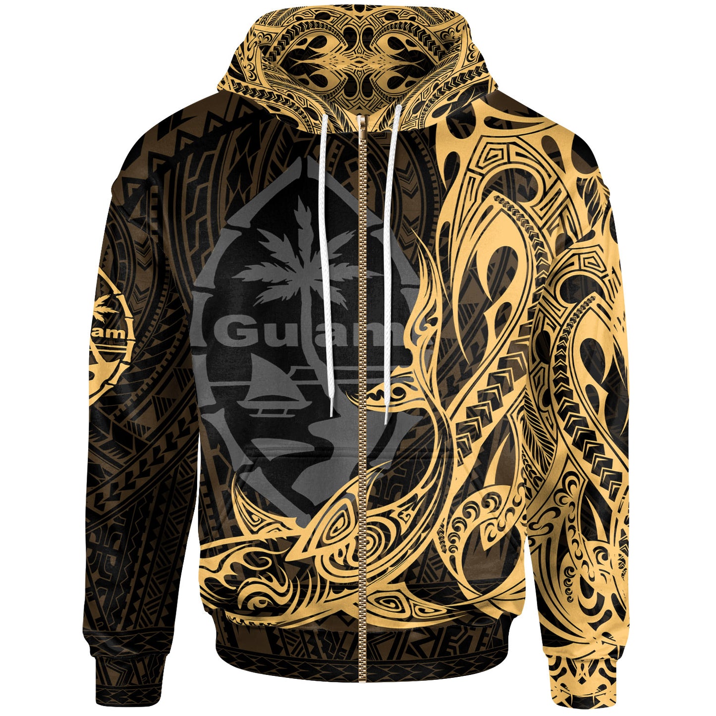 Guam Hoodie - Guam Seal With Shark Gold Color