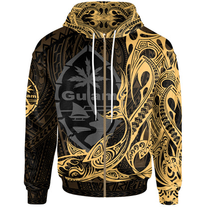 Guam Hoodie - Guam Seal With Shark Gold Color