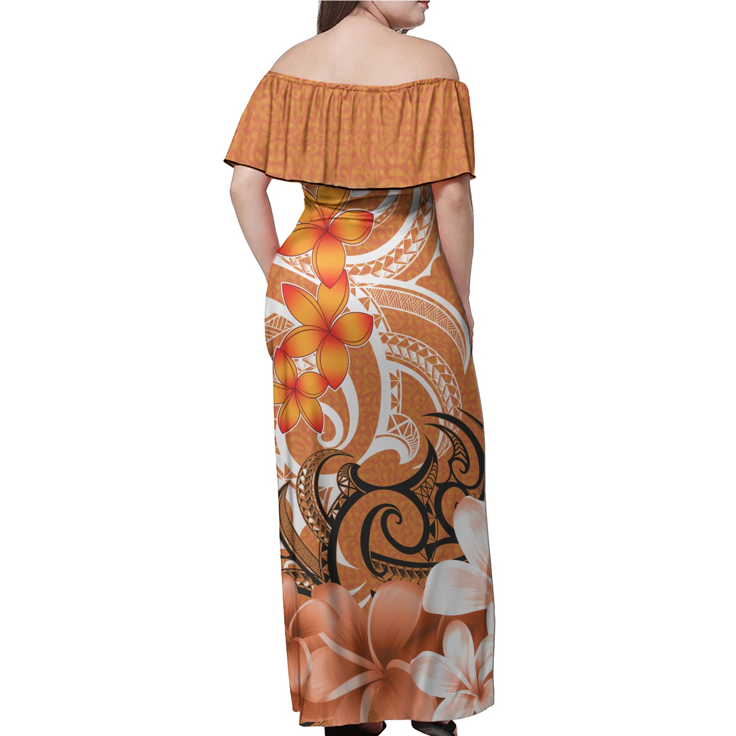 Yap Polynesian Pattern Combo Dress And Shirt - Floral Spirit Orange
