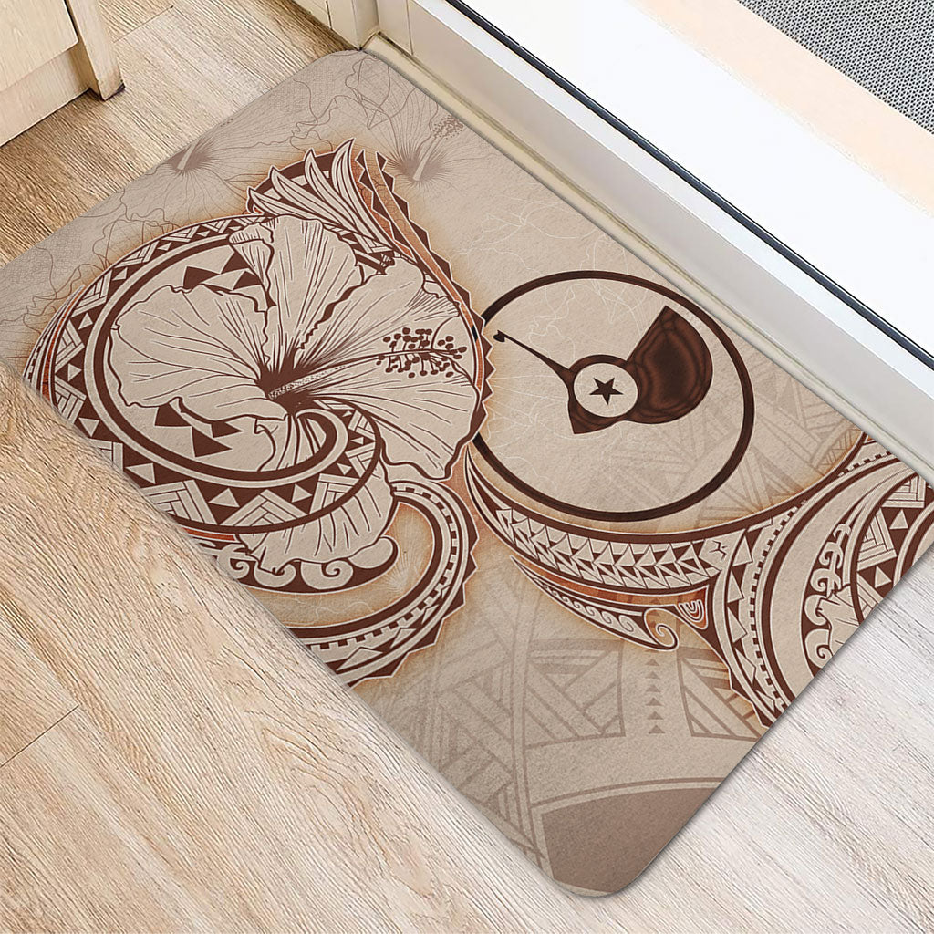 Yap State Door Mat Hibiscus Flower Vintage Style