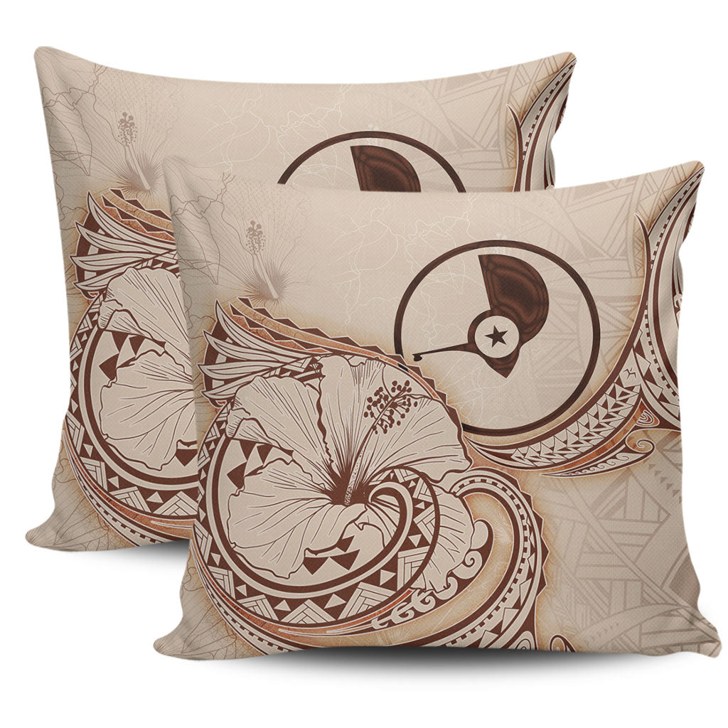 Yap State Pillow Cover Hibiscus Flower Vintage Style
