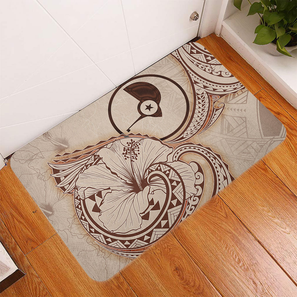 Yap State Door Mat Hibiscus Flower Vintage Style