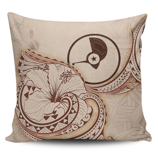 Yap State Pillow Cover Hibiscus Flower Vintage Style