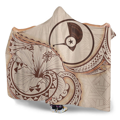 Yap State Hooded Blanket Hibiscus Flower Vintage Style