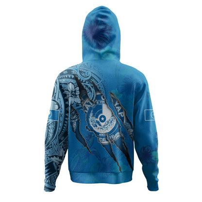 Yap State Hoodie Custom Yapese Blood Inside Me Polynesian Sleeve Tattoo Tropical Blue